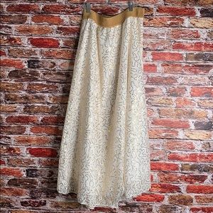 LuLaRoe Cream & Gold  Lucy Maxi Skirt NWOT